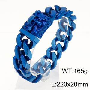 Cuban chain thick bracelet men's stainless steel skull Blue Bracelet - KB169238-KJX
