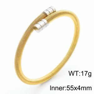 Stainless steel 55x4mm open bracelet Simplicity personality LOGO lettering adjustable gold bracelet - KB169313-KLHQ