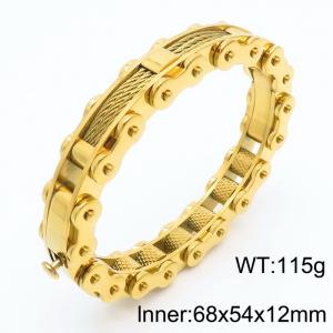 Fashionable Gold-plating Stainless Steel Bicycle Chain Bracelet for Men Color Gold - KB169320-KFC