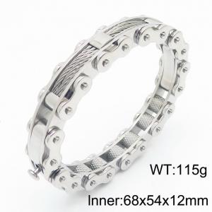 Fashionable Stainless Steel Bicycle Chain Bracelet for Men Color Silver - KB169321-KFC