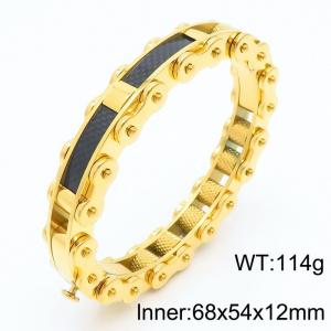 Fashionable Gold-plating Stainless Steel Bicycle Chain Bracelet for Men Color Gold - KB169324-KFC