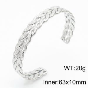 Twisted Pattern Stainless Steel Opening Cuff Bangle Bracelet for Women Color Silver - KB169329-KFC