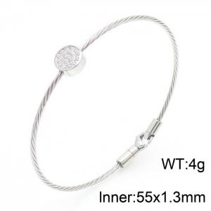 Simple Steel Wire Zircon Women's Stainless Steel Bracelet - KB169391-KPD
