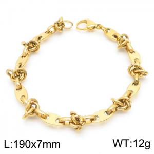 19cm Gold Color Stainless Steel Pig Nose Link Chain Bracelets - KB169530-Z