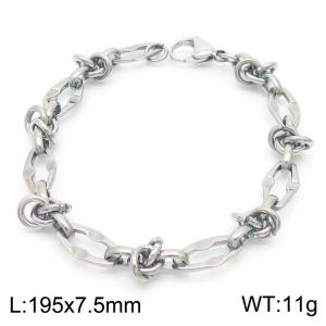 19.5cm Silver Color Stainless Steel Diamond Link Chain Bracelets - KB169533-Z