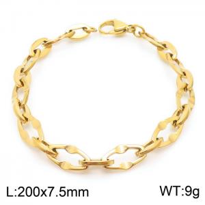 20cm Gold Color Stainless Steel Diamond Link Chain Bracelets - KB169534-Z