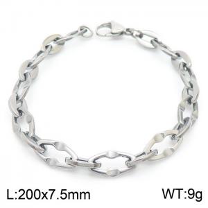 20cm Silver Color Stainless Steel Diamond Link Chain Bracelets - KB169535-Z
