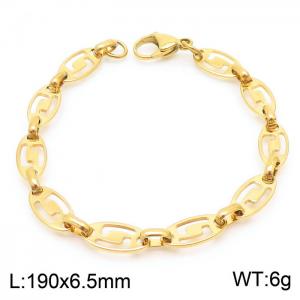 19cm Gold Color Stainless Steel Elliptic Link Chain Bracelets - KB169536-Z