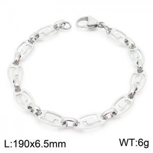 19cm Silver Color Stainless Steel Elliptic Link Chain Bracelets - KB169537-Z