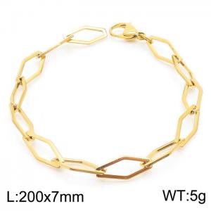 20cm Gold Color Stainless Steel Diamond Link Chain Bracelets - KB169538-Z