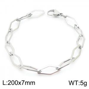 20cm Silver Color Stainless Steel Diamond Link Chain Bracelets - KB169539-Z