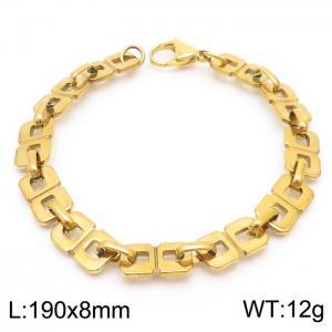 19cm Gold Color Stainless Steel Square Link Chain Bracelets - KB169540-Z