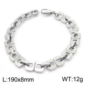 19cm Silver Color Stainless Steel Square Link Chain Bracelets - KB169541-Z