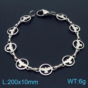20cm Silver Color Stainless Steel Round Little Birdie Link Chain Bracelets - KB169542-Z