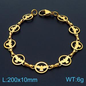 20cm Gold Color Stainless Steel Round Little Birdie Link Chain Bracelets - KB169543-Z