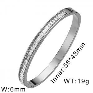 Simple 6mm stainless steel inlaid zircon women's bracelet - KB169559-WGFF