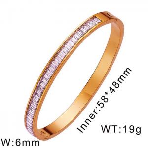 Simple 6mm stainless steel inlaid zircon women's bracelet - KB169560-WGFF