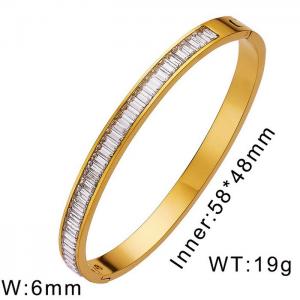 Simple 6mm stainless steel inlaid zircon women's bracelet - KB169561-WGFF