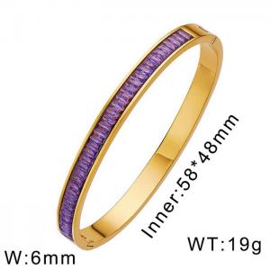 Simple 6mm stainless steel inlaid zircon women's bracelet - KB169565-WGFF