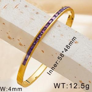 Simple 4mm stainless steel inlaid zircon women's bracelet - KB169571-WGFF
