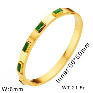 French 6mm stainless steel inlaid green zircon women's bracelet - KB169573-WGFF