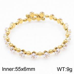 Stainless steel zircon Claw Chain bracelet Simple titanium steel  elastic wire diamond-encrusted bracelet in stock - KB169607-GG