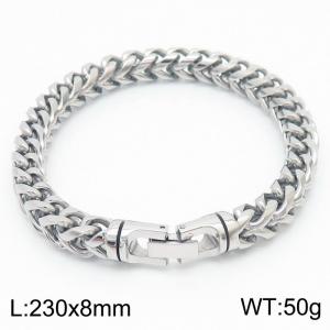 Stainless steel 230 × 8mm Double Row Cuban Chain Special Button Classic Fashion Silver Bracelet - KB169616-KFC