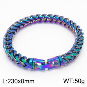 Stainless steel 230 × 8mm Double Row Cuban Chain Special Button Classic Fashion Colorful Bracelet - KB169617-KFC