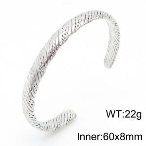 60×8MM Silver Color Stainless Steel Open Bangle For Women - KB169675-KFC