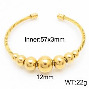 Titanium steel Adjustable wire braided round bead Gold bracelet for ladies - KB169720-XY