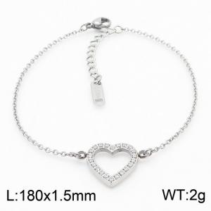 Lightweight Love Bracelet With CZ Adjustable Silver Stainless Steel Bracelet - KB169957-KLX