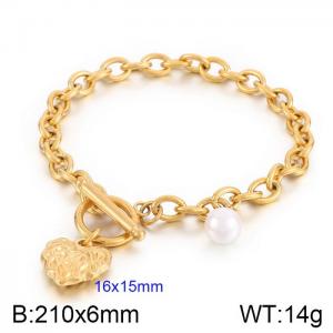 European and American fashion ins personality OT buckle heart titanium steel bracelet female - KB170020-Z