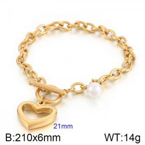European and American fashion ins personality OT buckle heart titanium steel bracelet female - KB170022-Z