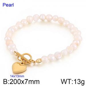 Fashion personality White pearl heart pendant bracelet - KB170032-Z