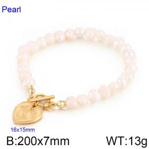 Fashion personality White pearl heart pendant bracelet - KB170033-Z