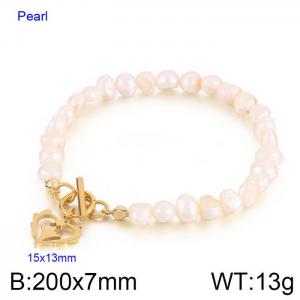 Fashion personality White pearl heart pendant bracelet - KB170034-Z