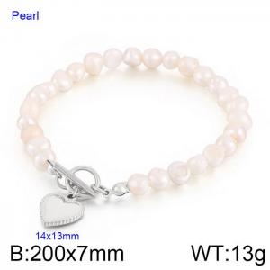 Fashion personality White pearl heart pendant bracelet - KB170035-Z