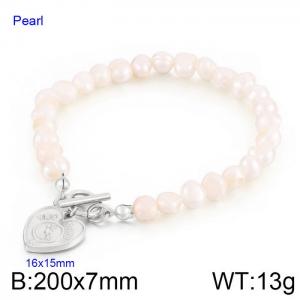 Fashion personality White pearl heart pendant bracelet - KB170036-Z