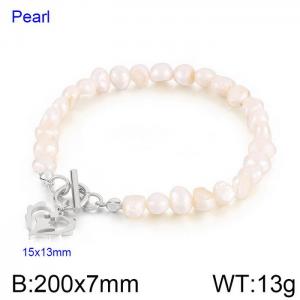 Fashion personality White pearl heart pendant bracelet - KB170037-Z
