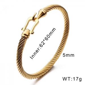 Stainless steel fashionable and simple twisted thread U-head hook buckle temperament gold bracelet - KB170073-WGQC