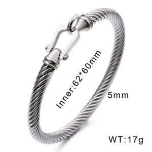 Stainless steel fashionable and simple twisted thread U-head hook buckle temperament silver bracelet - KB170075-WGQC
