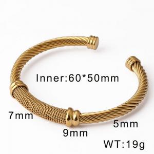 European and American fashion stainless steel line weave C-shaped adjustable gold bracelet - KB170076-WGQC