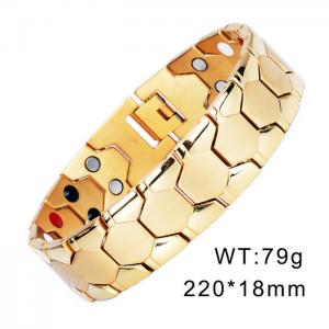 European and American fashion style stainless steel spherical hexagonal magnetic temperament gold bracelet - KB170089-WGTX