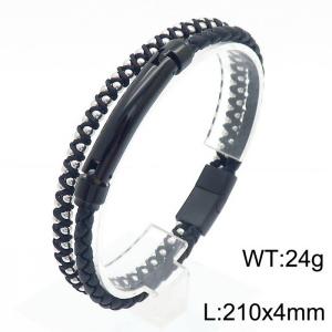 Factory Leather Bracelet Bead Stainless Steel Magnet Clasp Bracelet - KB170130-KLHQ