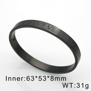 Women's 8mm stainless steel black bracelet with Roman numerals - KB170138-WGHL