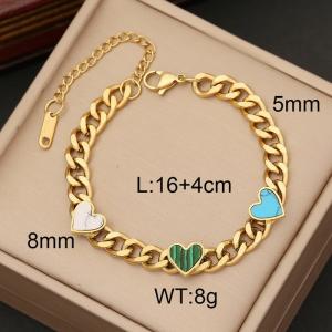 European and American fashion stainless steel thick chain inlaid with three colors of love jewelry gold bracelet - KB170217-WGYB