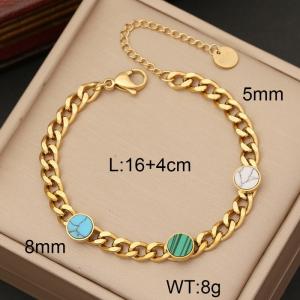 European and American fashion stainless steel thick chain inlaid with three colors of small round jewelry gold bracelet - KB170218-WGYB