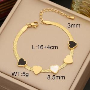 European and American fashion stainless steel snake bone chain inlaid with multi-color heart-shaped jewelry gold bracelet - KB170220-WGYB