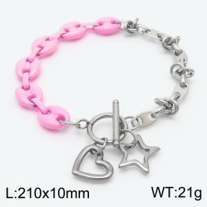 Stainless steel fashionable simple hollow Pentagram heart shaped pendant jewelry colored bracelet - KB170226-NJ
