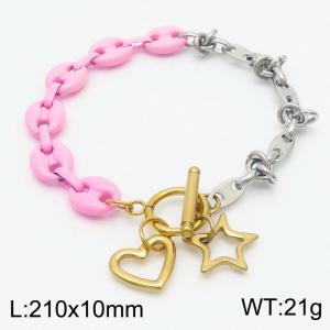 Stainless steel fashionable simple gold-plated hollow Pentagram heart shaped pendant jewelry color bracelet - KB170227-NJ